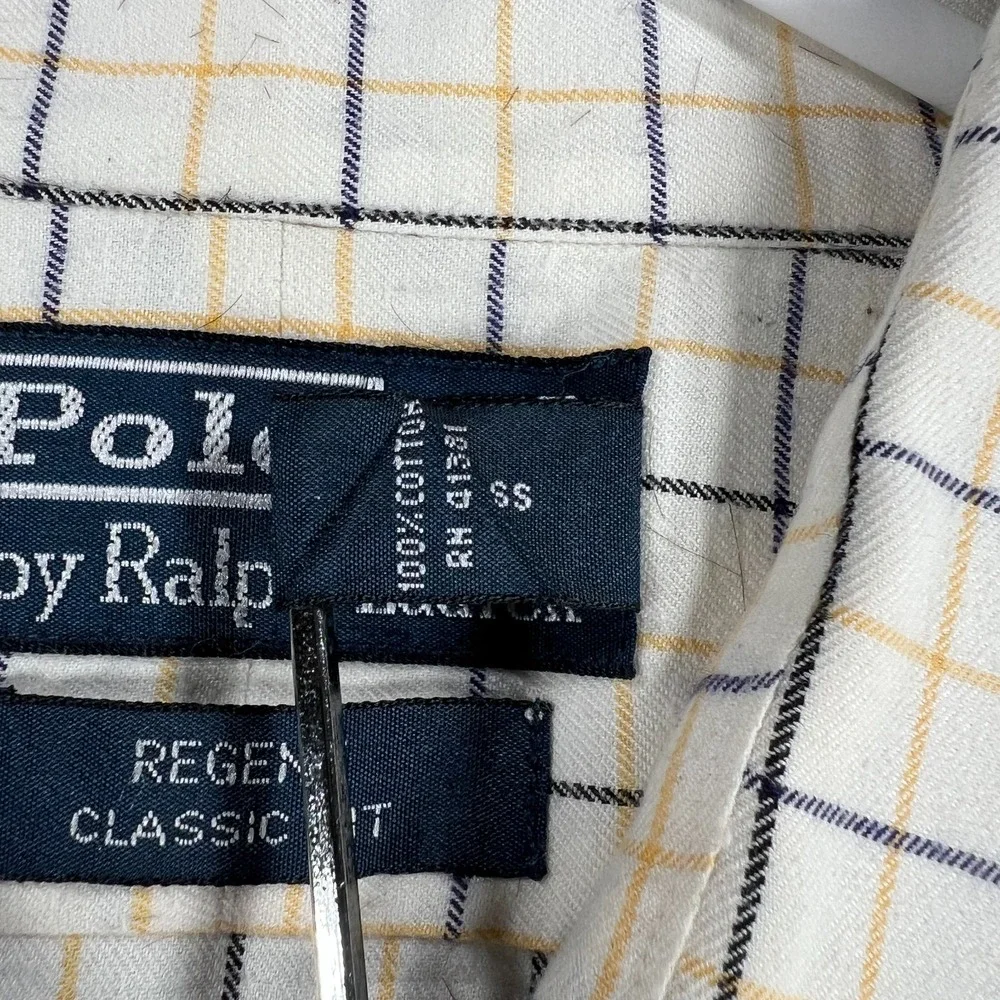 Polo Ralph Lauren Shirt Mens 2XL XXL Ivory Check Long Sleeve Regent Classic Fit